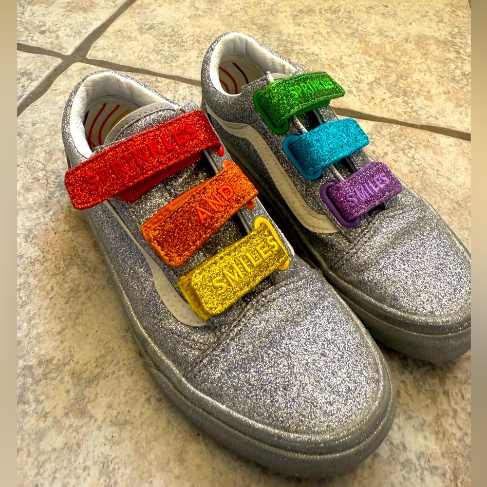 Vans Flour Shop Rainbow glitter shoes size 5,5